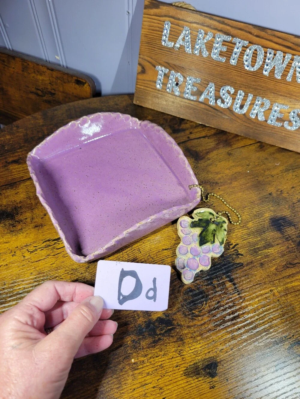 Handmade Square stoneware grape napkin holder